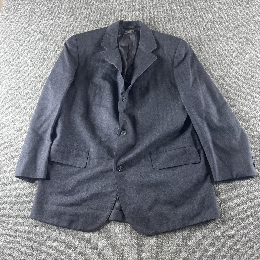 Brooks Brothers Blazer Mens 44 Blue Wool Herringbone Sport Coat Jacket USA